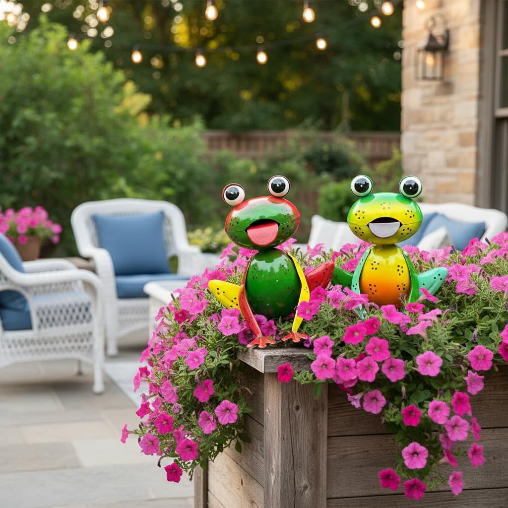 Amazon.com: Metal Garden Decor for Outside Set of 2 Cute Small